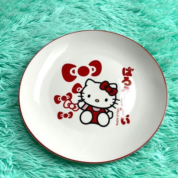 Hello kitty red bow ceramic dinner plate dishwasher microwave safe - Picture 1 of 5